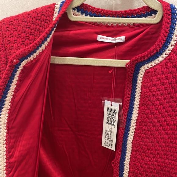 Frances Valentine Red Angie Boarder Crochet Cardigan-Coat XS - Picture 4 of 5